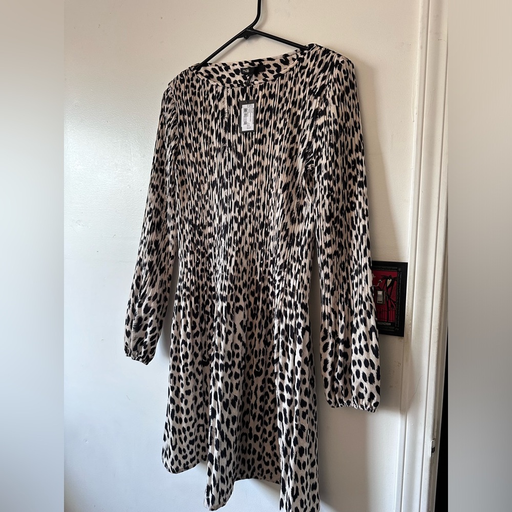 Maje Pleated Leopard Print Dress